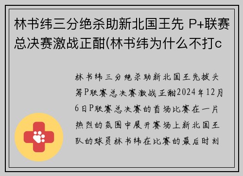 林书纬三分绝杀助新北国王先 P+联赛总决赛激战正酣(林书纬为什么不打cba)
