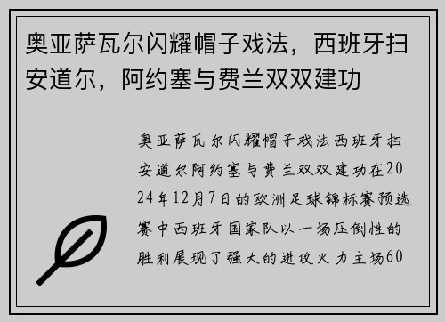 奥亚萨瓦尔闪耀帽子戏法，西班牙扫安道尔，阿约塞与费兰双双建功